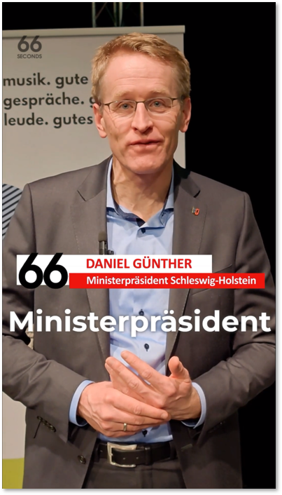 Ministerpräsident Daniel Günther in den 66 seconds